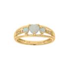 Lab-created Opal And Diamond-accent 3-stone Heart Ring