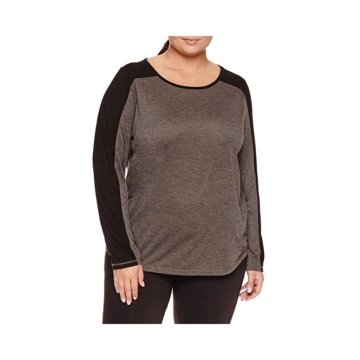 Xersion Long Sleeve Scoop Neck T-shirt-plus