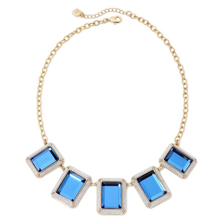 Monet Frontal Blue Gold-tone Necklace