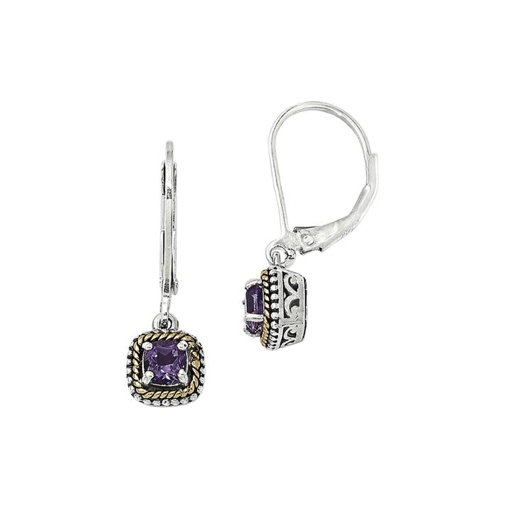 Shey Couture Genuine Amethyst Sterling Silver And 14k Gold Earrings