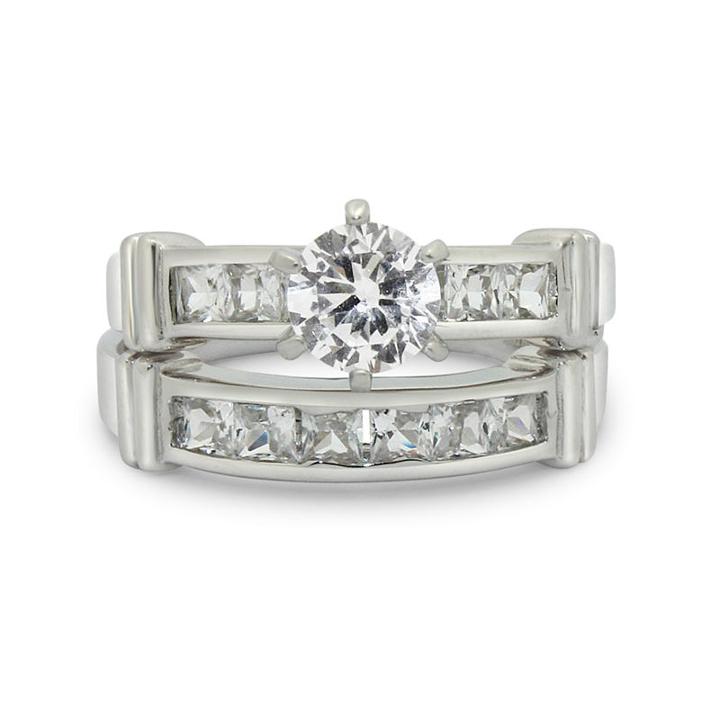 Womens Round White Sapphire Sterling Silver Cocktail Ring
