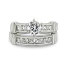 Womens Round White Sapphire Sterling Silver Cocktail Ring