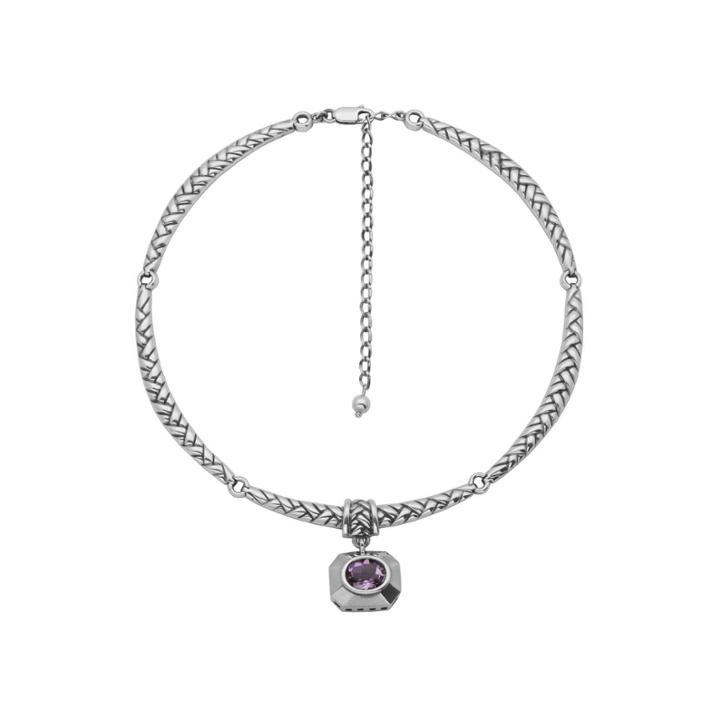 Genuine Brazilian Amethyst Oxidized Sterling Silver Necklace