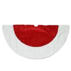48 Traditional Red Velveteen Christmas Tree Skirt With White Faux Fur Trim