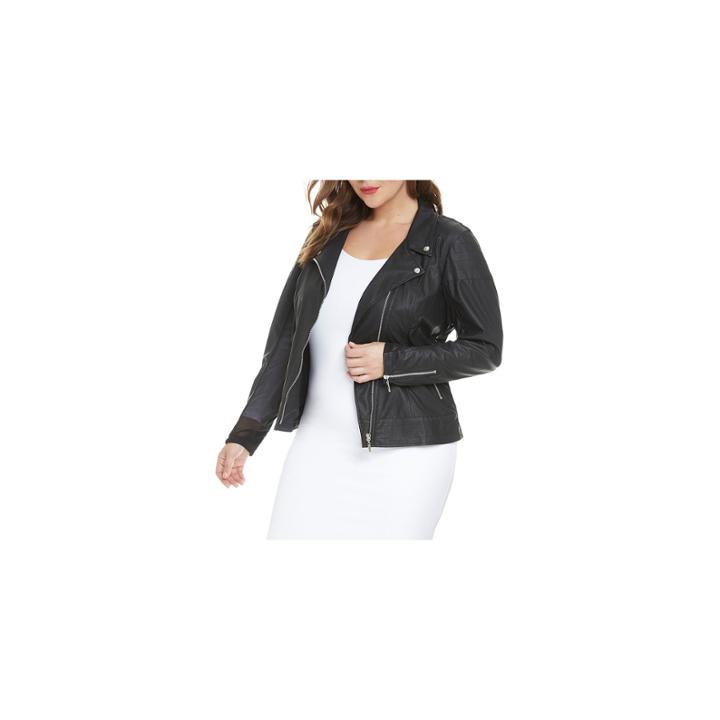 Fashion To Figure Alicia Mesh Leather Motorcycle Jacket-plus