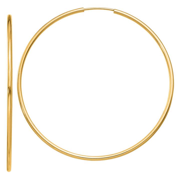14k Gold 51mm Round Hoop Earrings