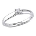 Womens Diamond Accent Genuine Princess White Diamond Sterling Silver Solitaire Ring