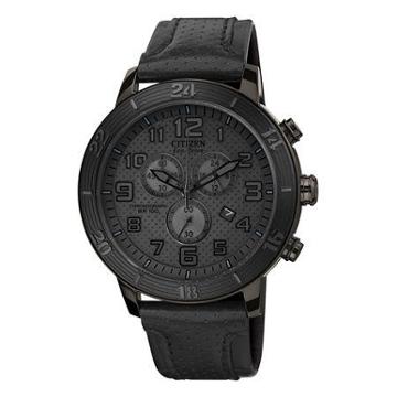 Drive From Citizen Eco-drive Mens Black Leather-strap Chronograph Watch At2205-01e