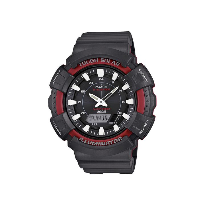 Casio Mens Red Bezel Black Strap Solar Sport Watch Ads800wh-4av