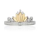 Enchanted Disney Fine Jewelry Womens 1/10 Ct. T.w. Genuine Round White Diamond Gold Sterling Silver Promise Ring