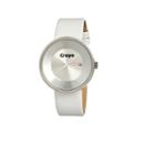Crayo Unisex Button White Leather-band Watch With Day & Date Cracr0208