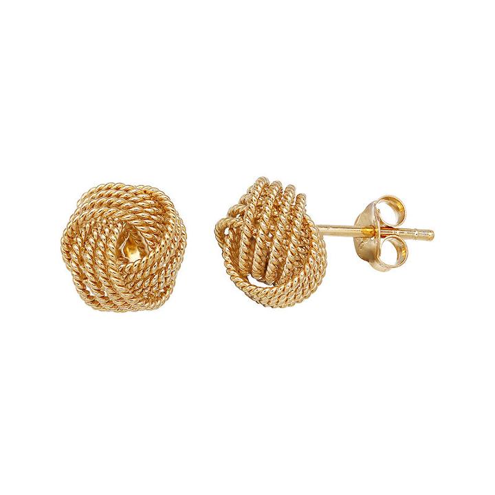 14k Yellow Gold Over Brass Love Knot Stud Earrings