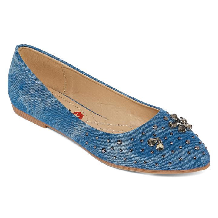 Hot Kiss Blue Bell Womens Ballet Flats