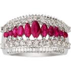 Womens Red Ruby Sterling Silver Band