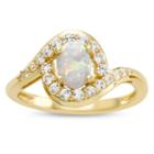 Womens 14k Gold Over Silver Lab-created Opal & Lab-created White Sapphire Cocktail Ring
