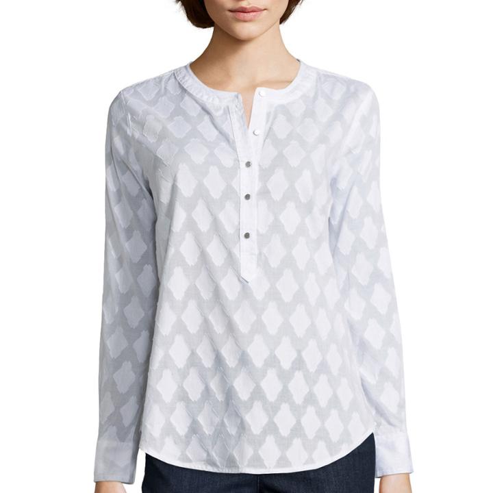Liz Claiborne Long-sleeve Roll-tab Henley Shirt - Tall