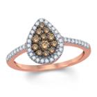Womens 1/2 Ct. T.w. Genuine Round Champagne Diamond 10k Gold Engagement Ring