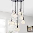 Beveen Gourde Antique Black Metal/glass Round 8-light Light