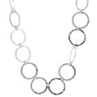 Silver Treasures Hammered Open Circle Statement Necklace