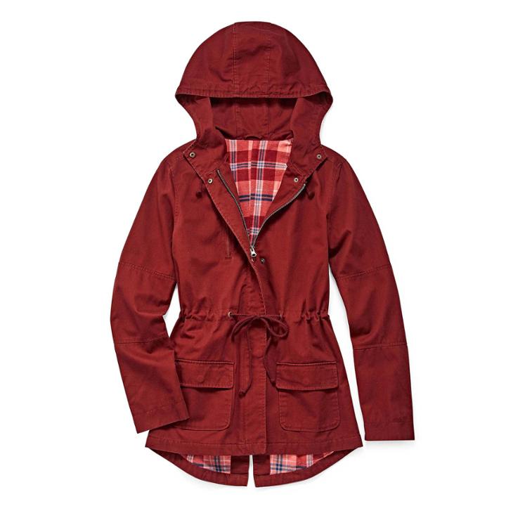 Arizona Twill Plaid Lined Jacket - Juniors