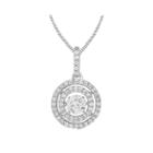 Love In Motion&trade; Round Lab-created White Sapphire Double-halo Pendant Necklace