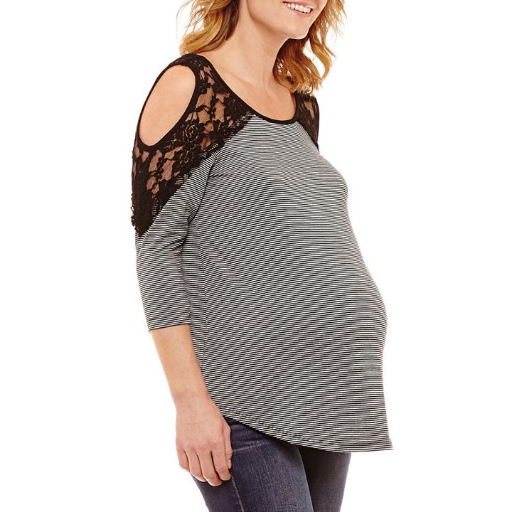 Planet Motherhood 3/4 Sleeve Scoop Neck Jersey Blouse