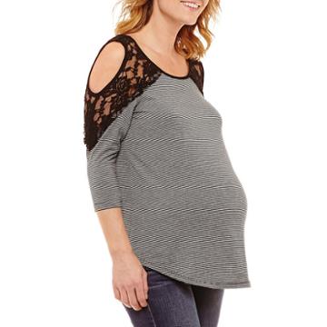 Planet Motherhood 3/4 Sleeve Scoop Neck Jersey Blouse