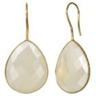 Simulated White Quartz 14k Gold Over Silver Drop Earrings