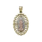 Tesoro&trade; 14k Tri-color Gold Virgin Mary Starburst Pendant