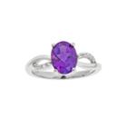 1/10 Ct. T.w. Diamond And Genuine Amethyst Sterling Silver Ring