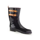 Henry Ferrera Black Stone Belted Mid-calf Rain Boots