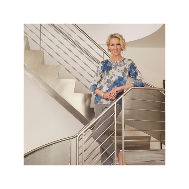 Alfred Dunner Crescent City 3/4 Sleeve Floral Sweater