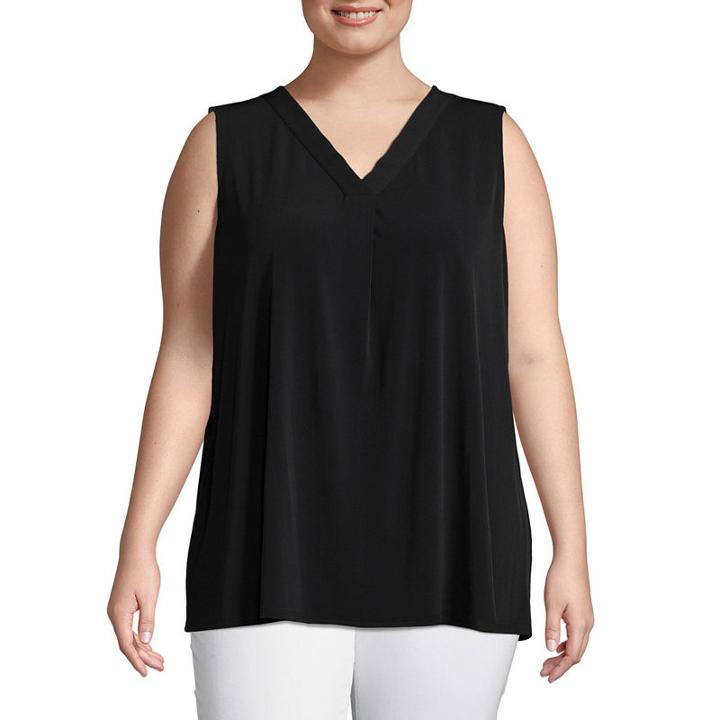 Liz Claiborne Inverted Pleat Neck Top- Plus