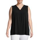 Liz Claiborne Inverted Pleat Neck Top- Plus