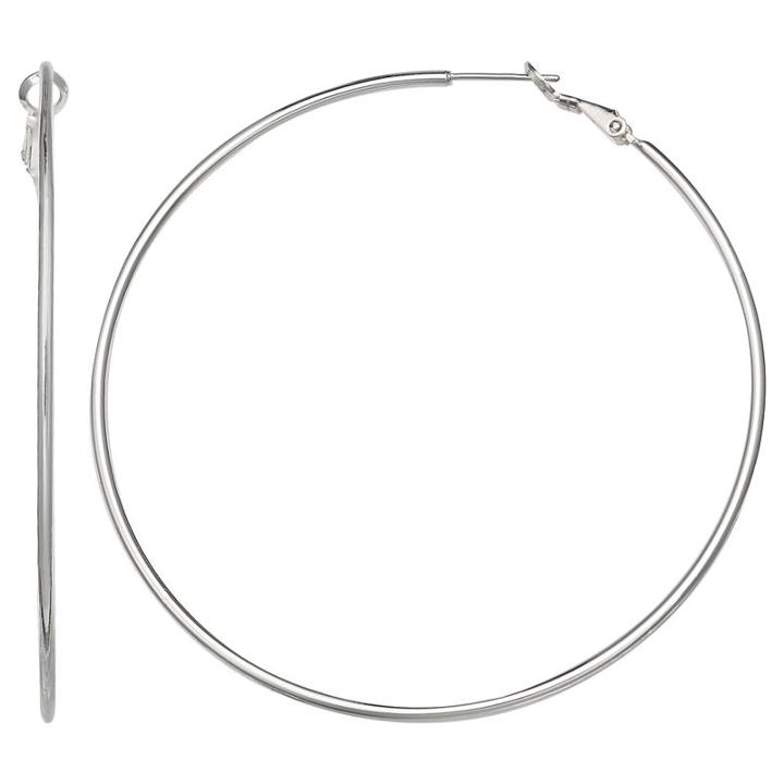 Silver Reflections Silver Plated 70mm Pb Pure Silver Over Brass 70mm Round Hoop Earrings