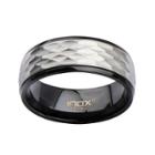 Mens Hammered Two-tone Stainless Steel Band