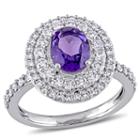 Womens Genuine Purple Amethyst 14k Gold Engagement Ring