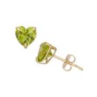 Heart Green Peridot 10k Gold Stud Earrings