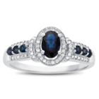 Womens 10k Gold Genuine Blue Sapphire & 5/8 Ct. T.w. Diamond Cocktail Ring