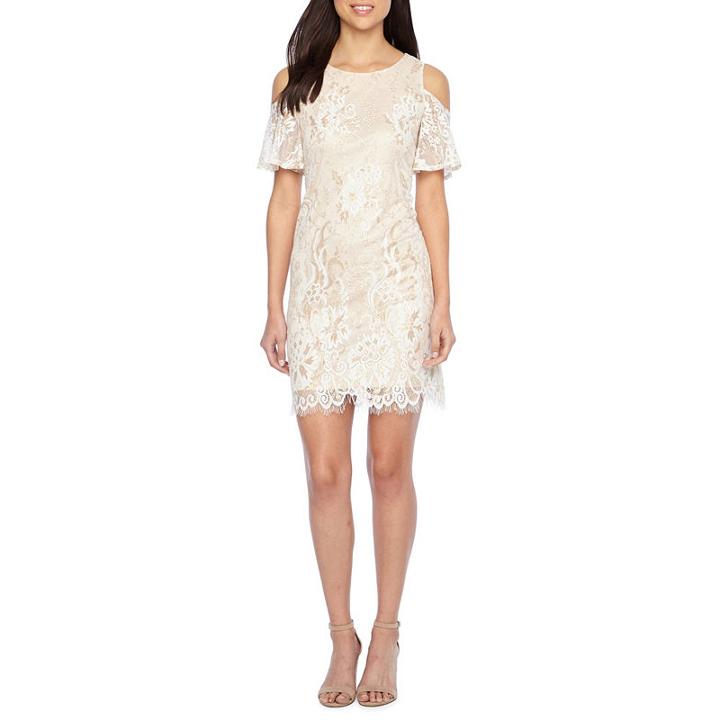 Ronni Nicole Elbow Sleeve Cold Shoulder Lace Shift Dress