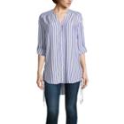 A.n.a 3/4 Sleeve Stripe Button-front Shirt