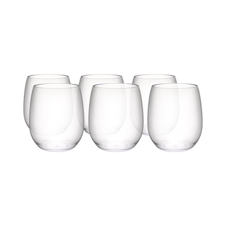 Zak Designs Trinity Set Of 6 Tritan Stemless White Wine Glasses