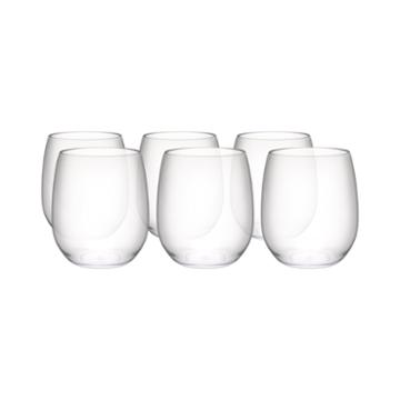 Zak Designs Trinity Set Of 6 Tritan Stemless White Wine Glasses