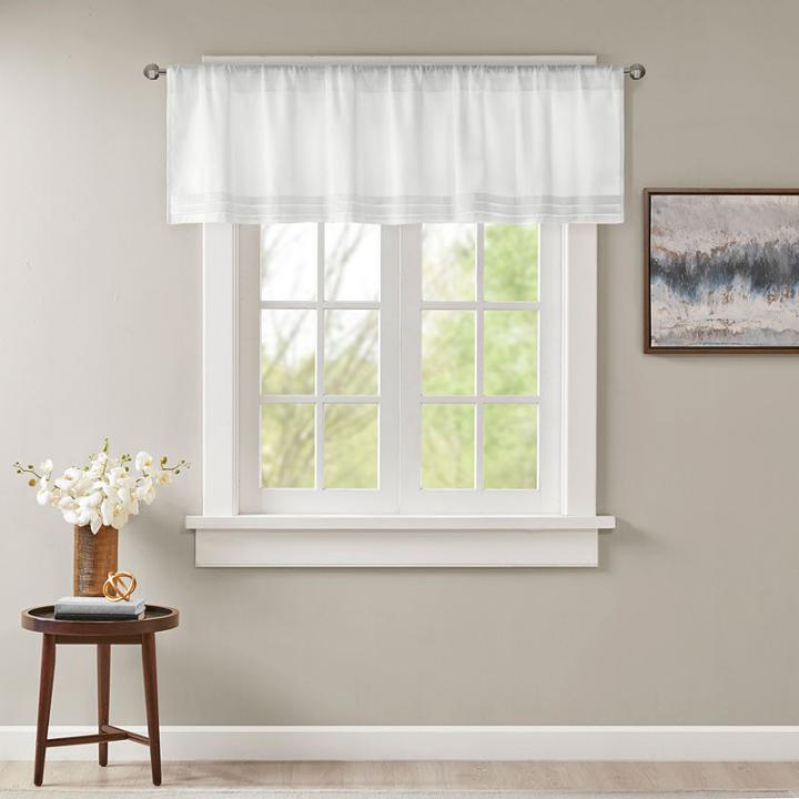 Madison Park Arlene Faux Silk Solid Pleated Rod-pocket Tailored Valance
