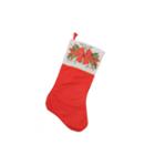 19 Traditional Red And White Mistletoe Bow Cuff Christmas Stocking