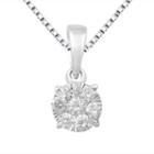 Diamond Blossom Womens 1/4 Ct. T.w. Genuine White Diamond Pendant Necklace