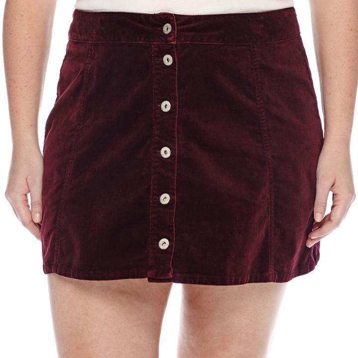 Arizona Corduroy Button-front Skirt - Juniors Plus