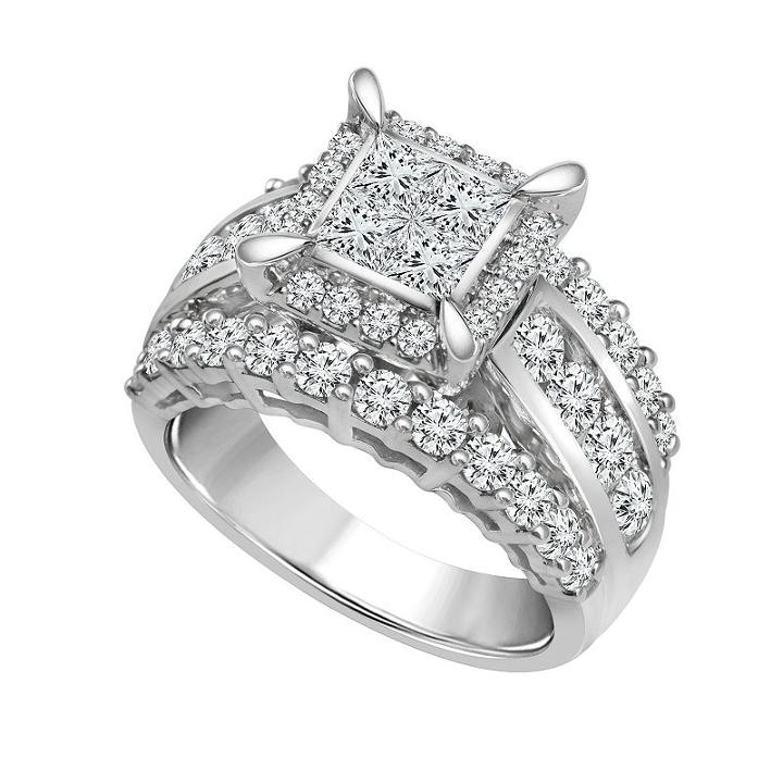 Womens 3 Ct. T.w. Princess White Diamond 14k Gold Engagement Ring