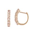 Oval Genuine Morganite 14k Rose Gold Hoop Earrings
