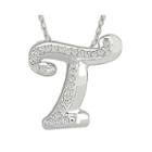 1/7 Ct. T.w. Diamond Sterling Silver Initial T Pendant Necklace